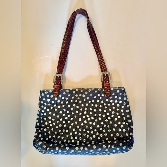 [Brighton] White Daisy Blue Denim and Braided Leather Purse 🌼